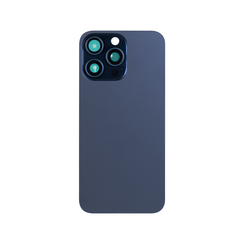For Apple 15 Pro Rückseite Glas ohne NFC, vergrößerter Kamerarahmen Blau Titan Kompatibel