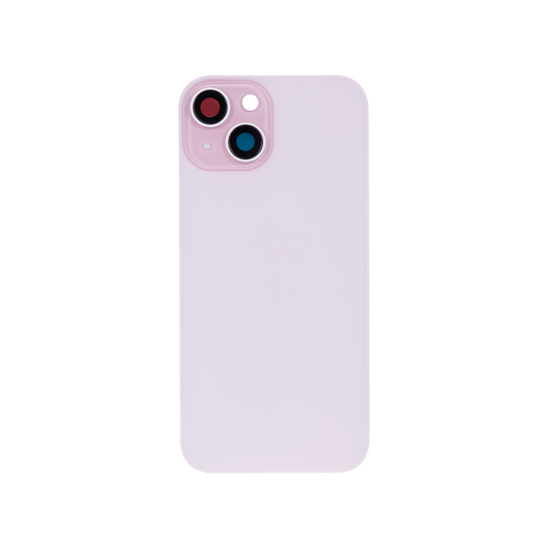 For Apple 15 Plus Rückseite Glas ohne NFC, vergrößerter Kamerarahmen, rosa, kompatibel