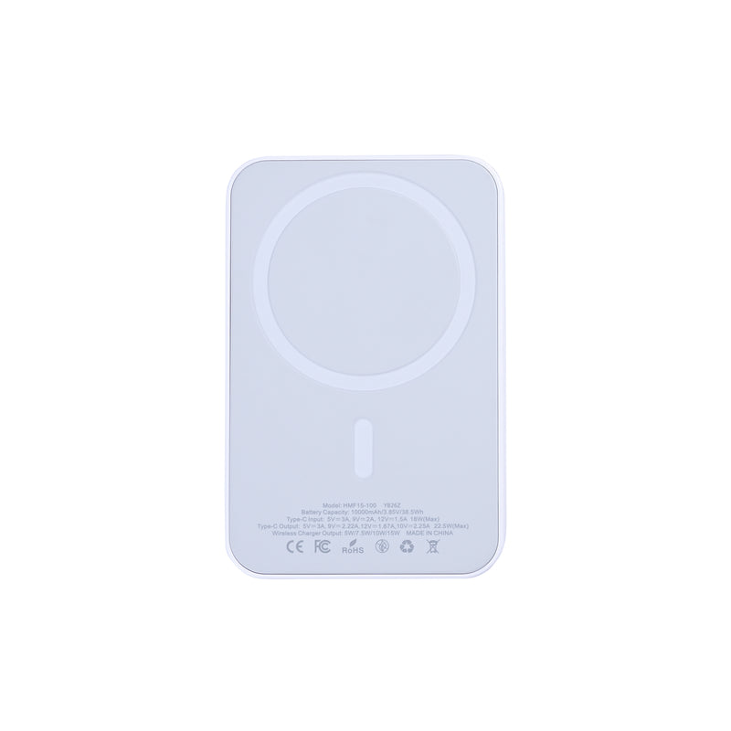 For Apple iPhone 12, 13, 14, 15, 16, 17 Series Battery Pack Magnetic Charging 15W 10000mAh White