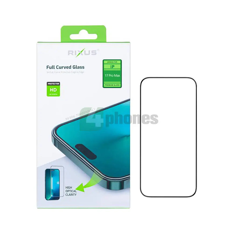 Rixus Clear HD Full Curved Edge Tempered Glass For Apple iPhone 17 Pro Max Screenprotector