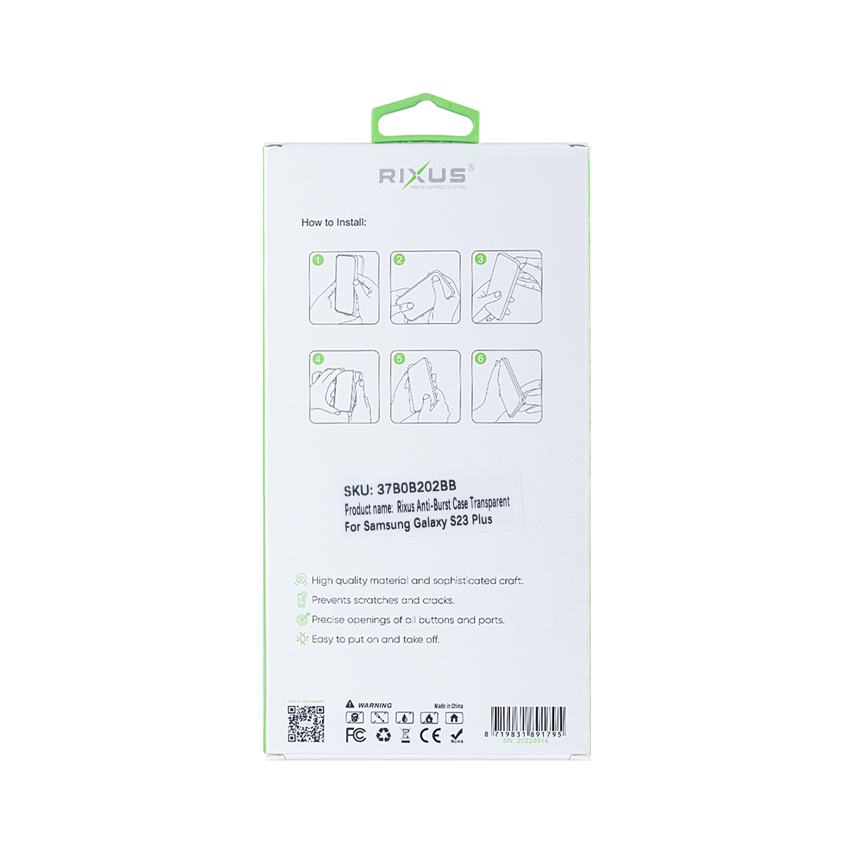 Rixus Anti-Burst Gehäuse für Samsung Galaxy S23 Plus Transparent