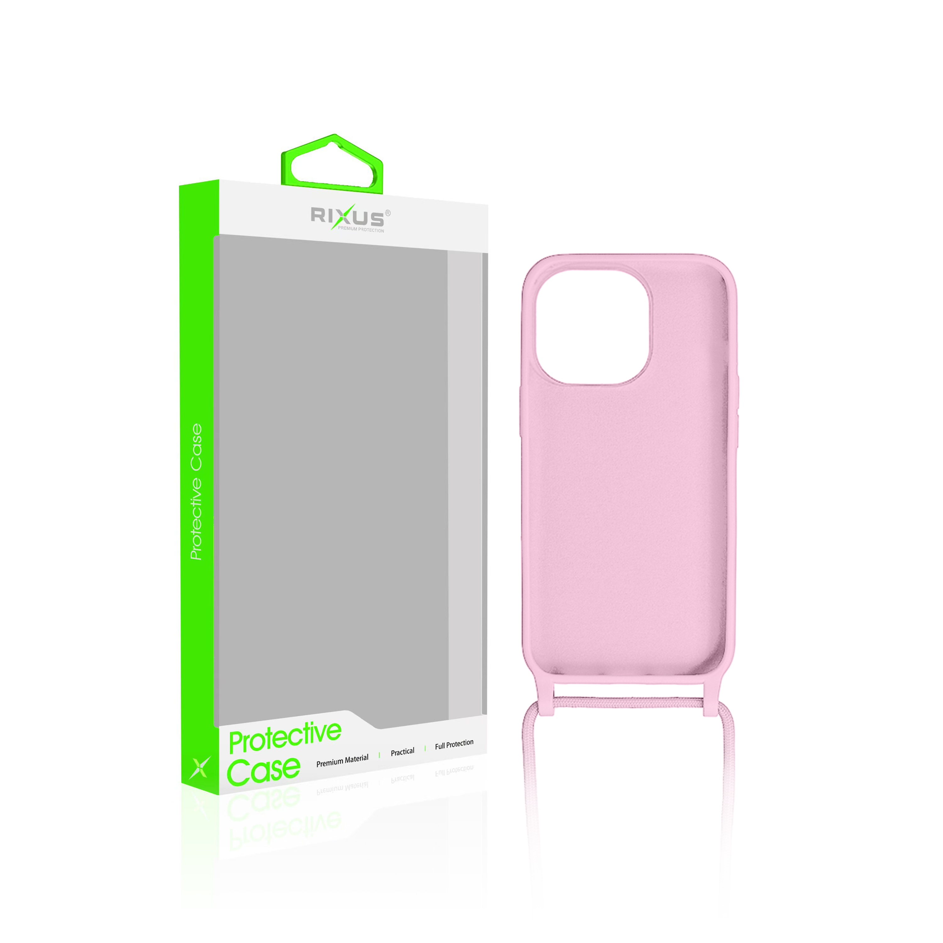 Rixus TPU Halskette Cord Abdeckung For Apple iPhone 15 Pro Max Rosa