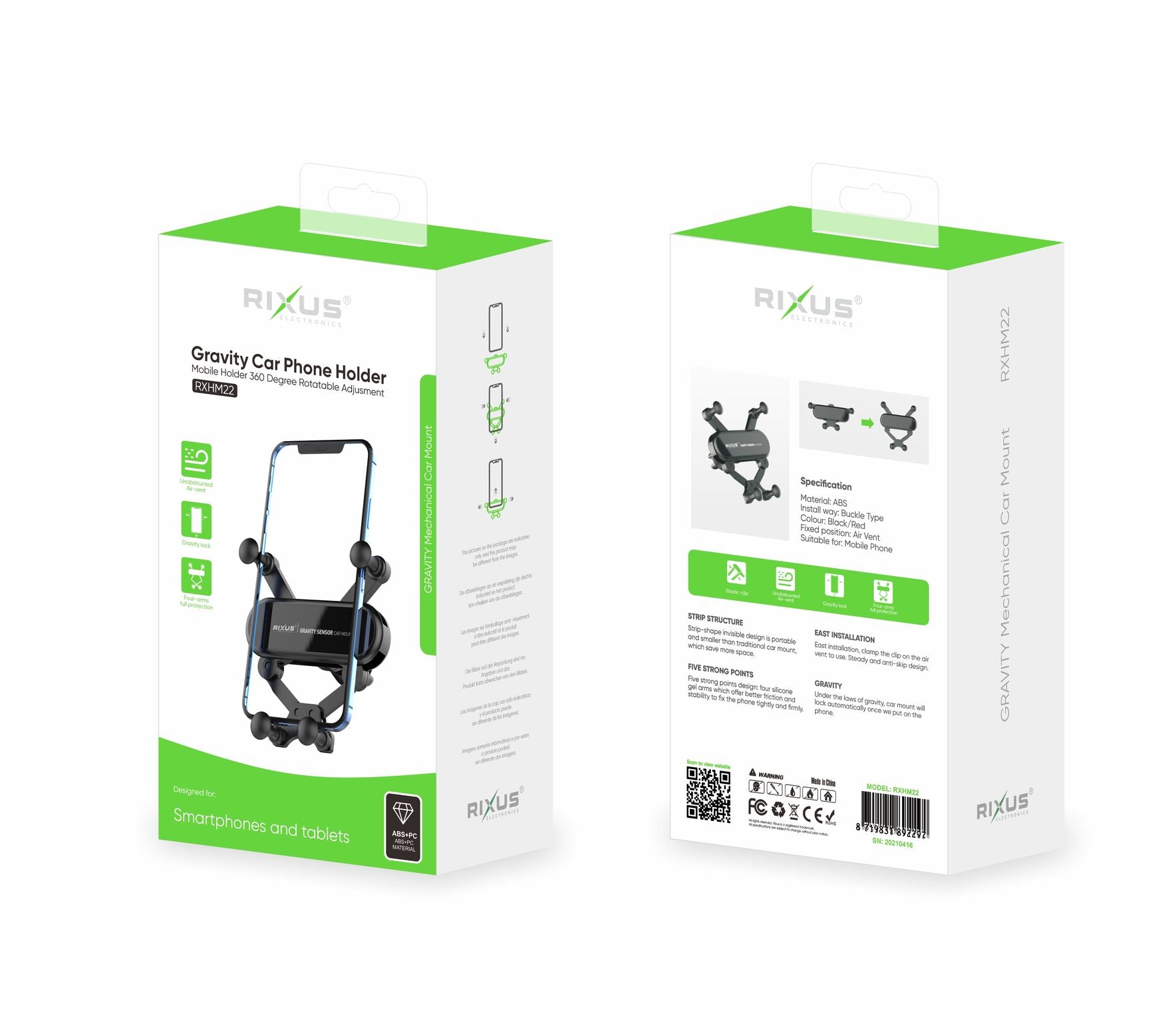 Rixus RXHM22 Universal Schwerkraft Auto Telefonhalterung