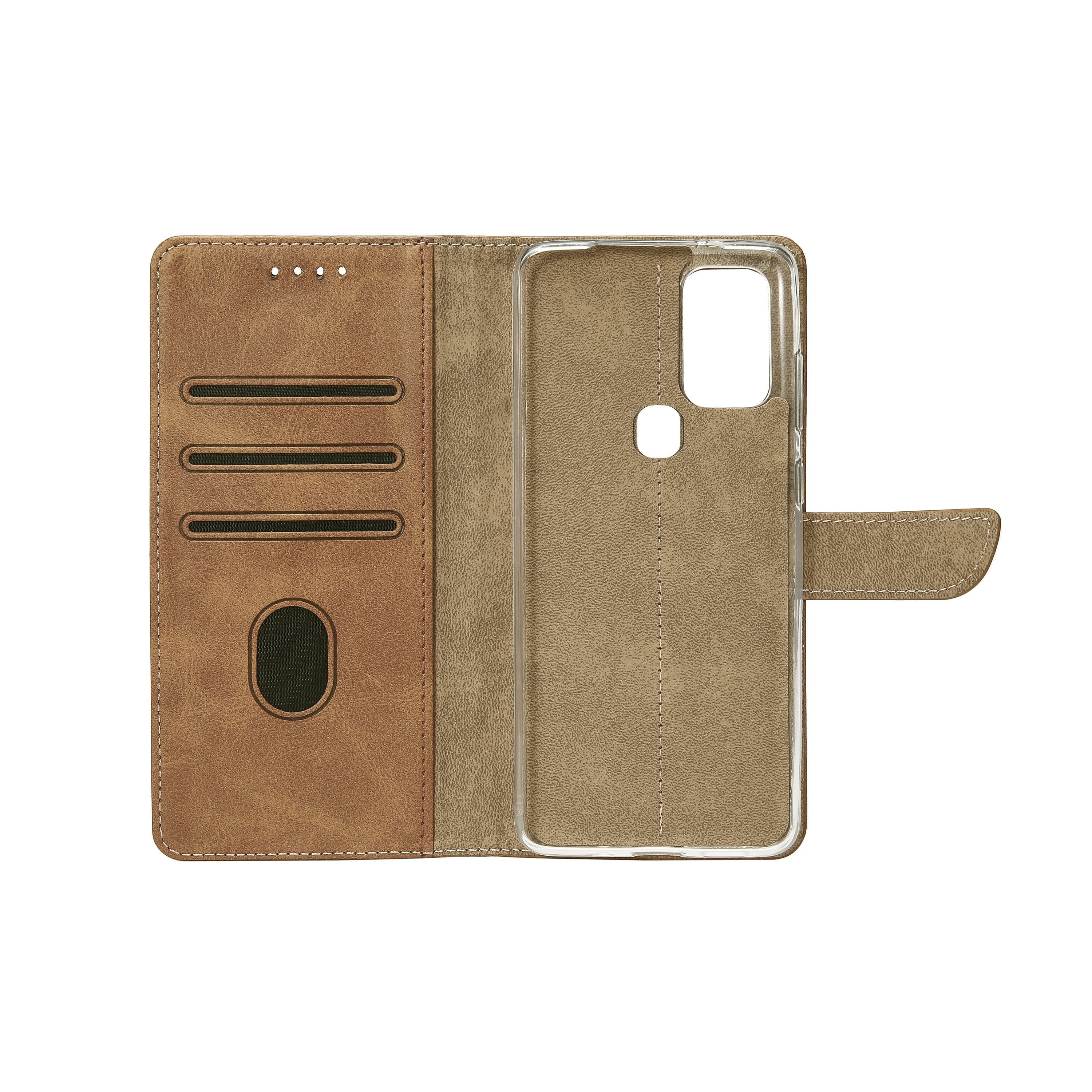 Rixus Bücherregal für Samsung Galaxy A21s Hellbraun