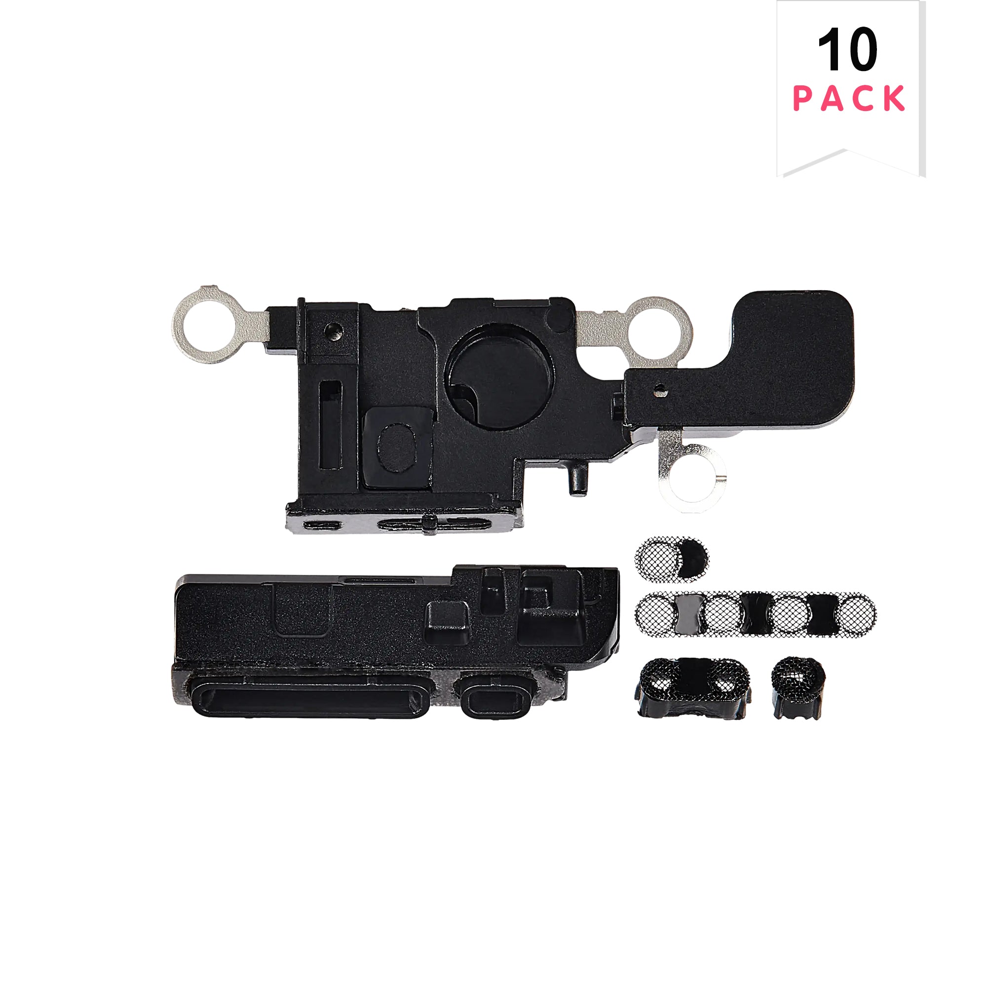 For Apple iPhone 16 Lautsprecher und Mikrofon Mesh Set Schwarz Kompatibel (10pcs)