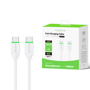 Rixus RXUC13C Schnellladekabel USB-C zu USB-C 30cm Weiß