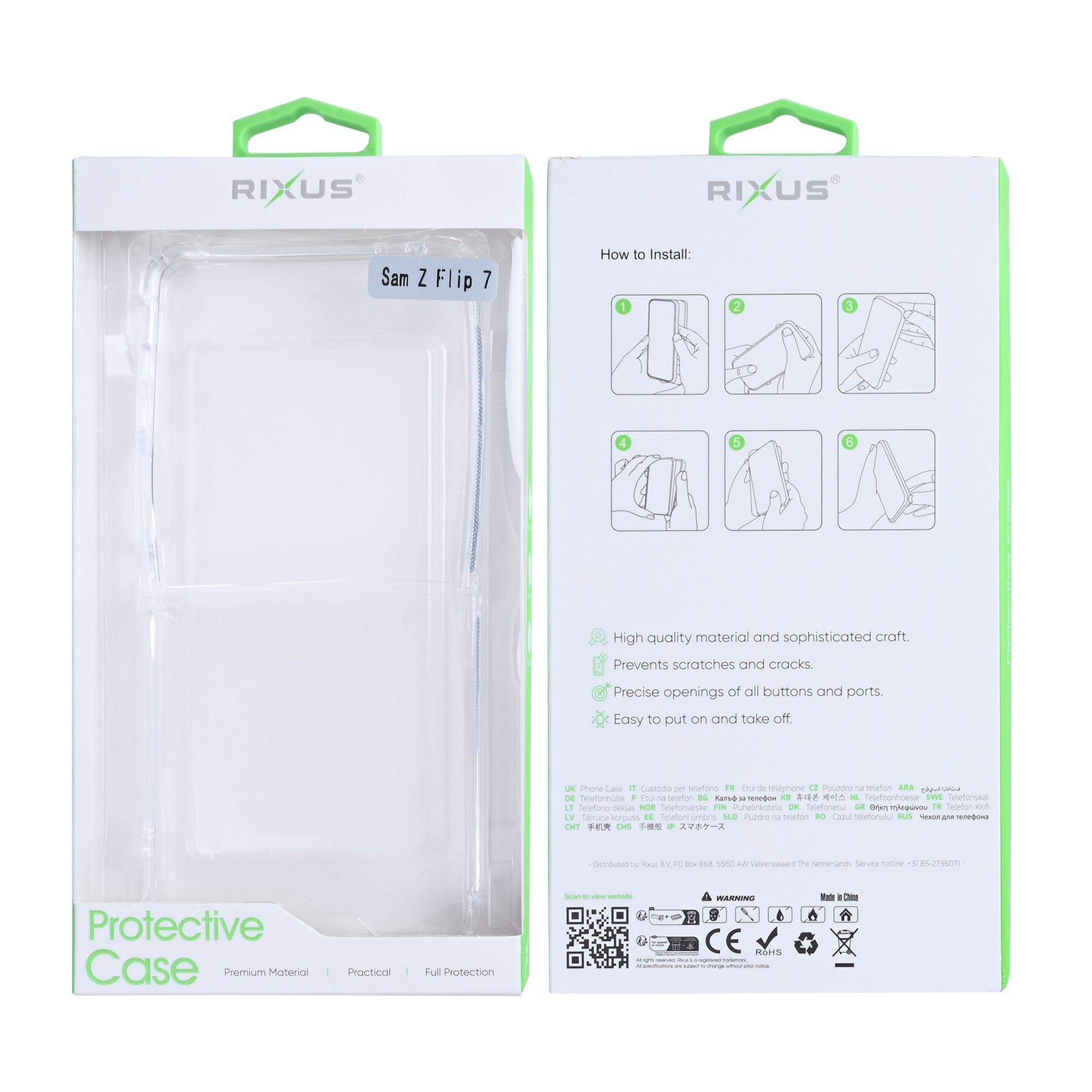 Rixus Anti-Burst Tasche für Samsung Galaxy Z Flip 7 Transparent