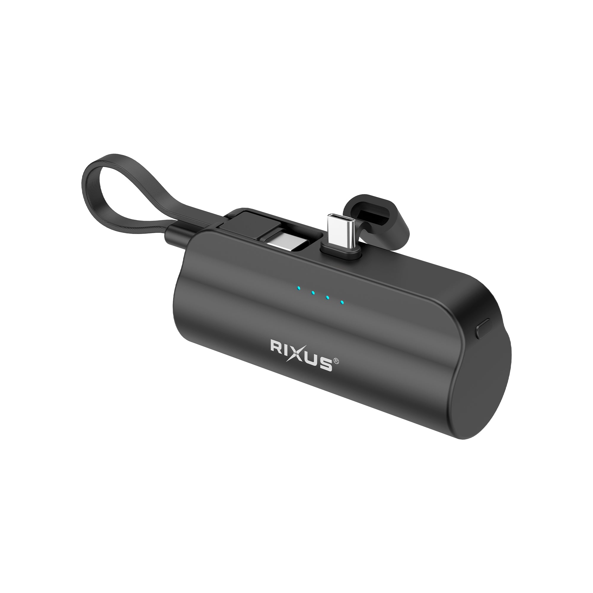 Rixus RXPB98B Mini Click-On Powerbank USB-C 5000 mAh Schwarz