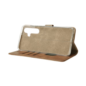 Rixus Bücherregal für Samsung Galaxy S25 FE Hellbraun