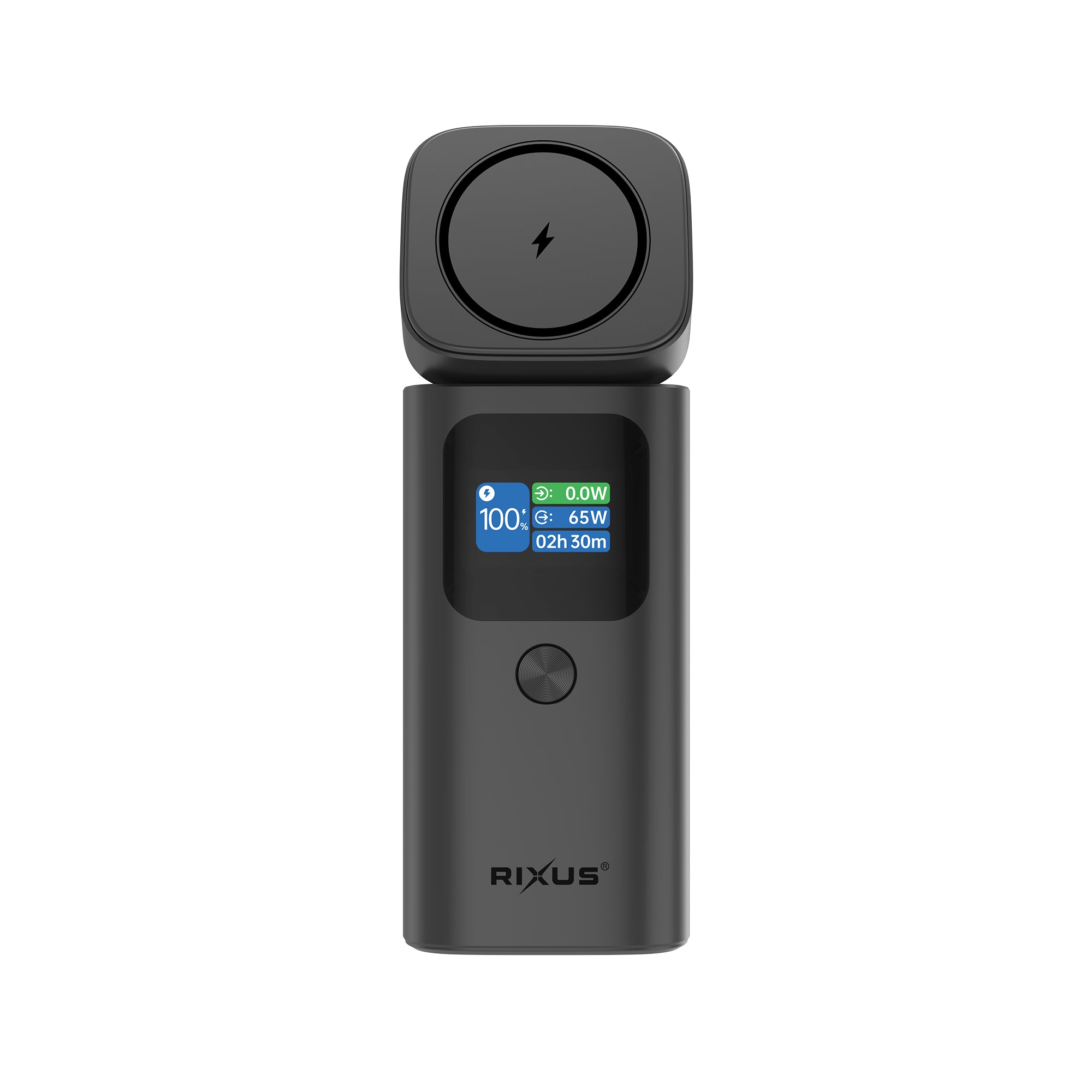 Rixus RXPB15 Magnetische Powerbank mit TFT-Bildschirm 15000 mAh 100 W Dunkelgrau