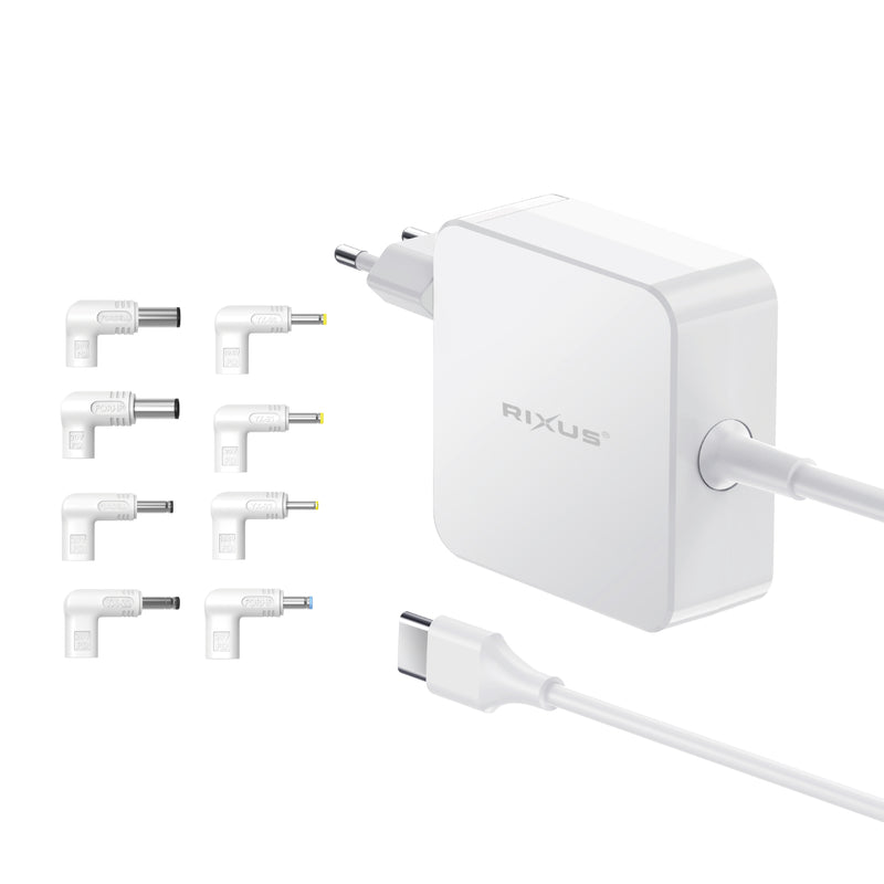 Rixus RXLC93 Universal-Laptop-Ladegerät 100 W, 8 Anschlüsse, weiß