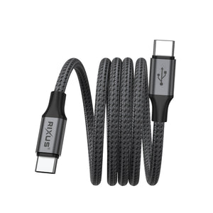 Rixus RXUC66C Magnetic Charging Cord USB-C To USB-C 1m 60W Black