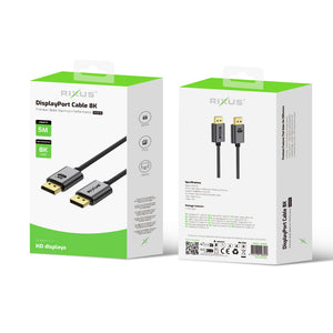Rixus RXDP15 Display Port Cable 8K 5m Space Grey