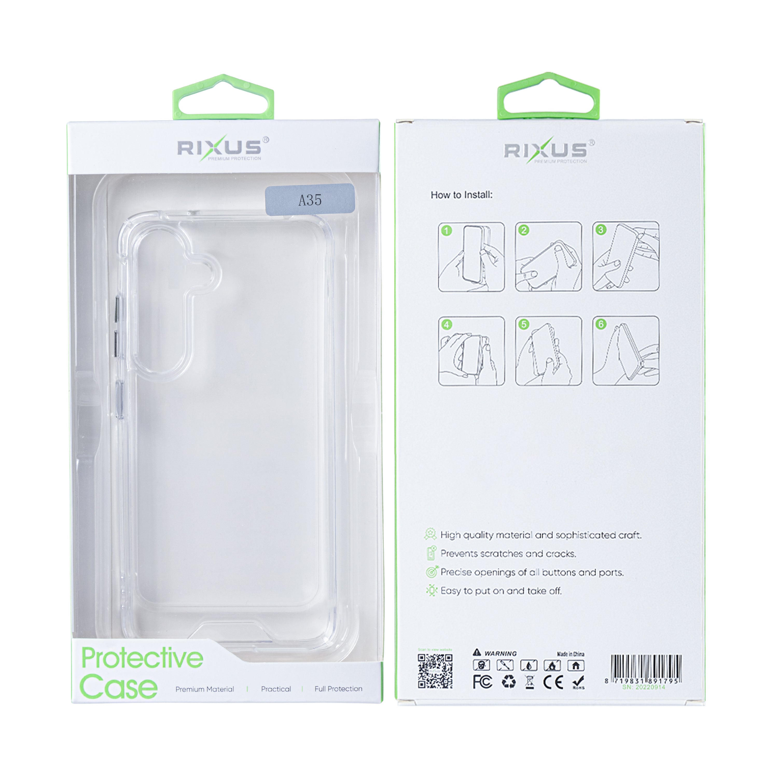 Rixus Anti Schock Gehäuse TPU für Samsung Galaxy A35 5G Transparent
