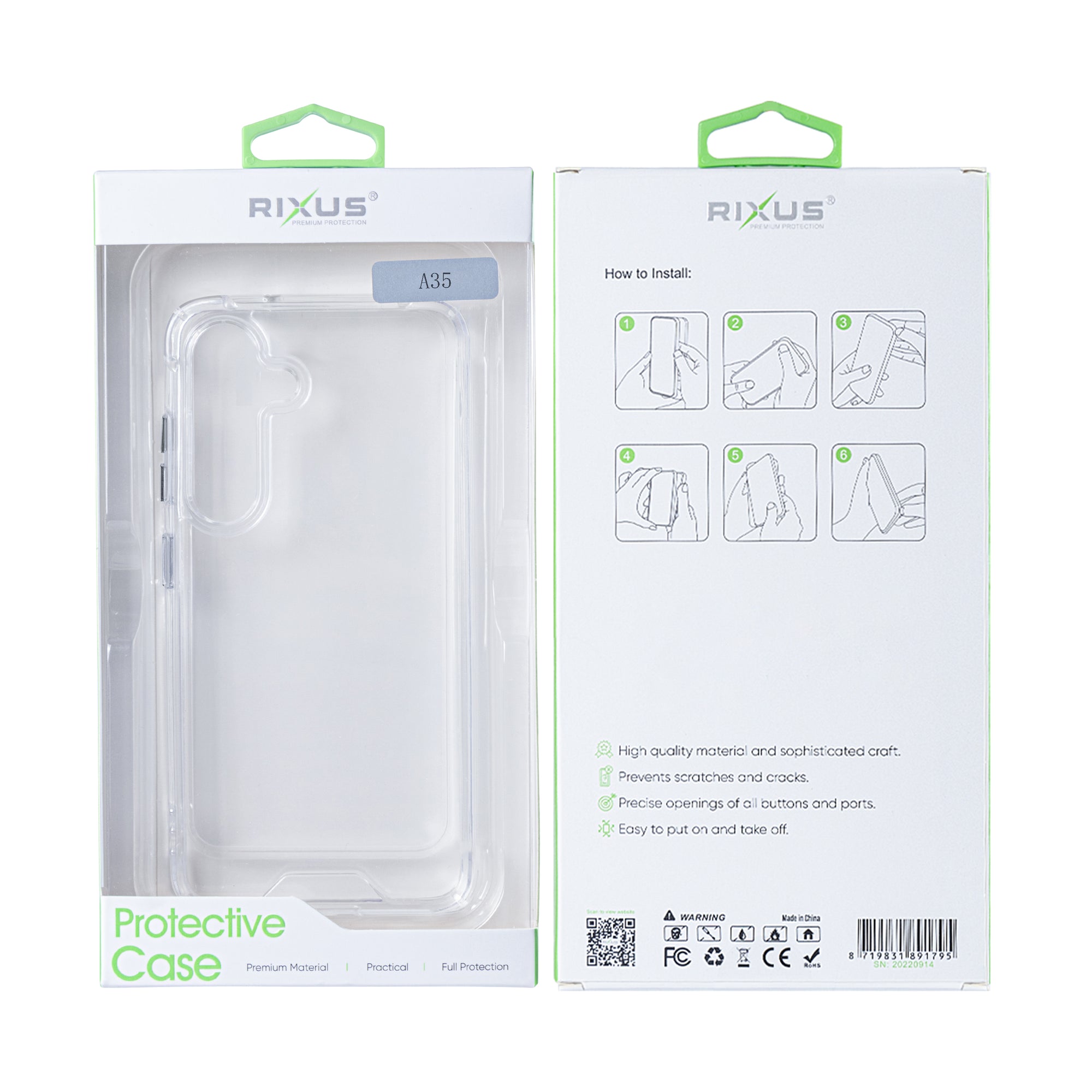 Rixus Anti Schock Gehäuse TPU für Samsung Galaxy A35 5G Transparent