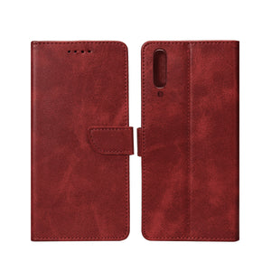 Rixus Bücherregal für Samsung Galaxy A7 Dunkelrot