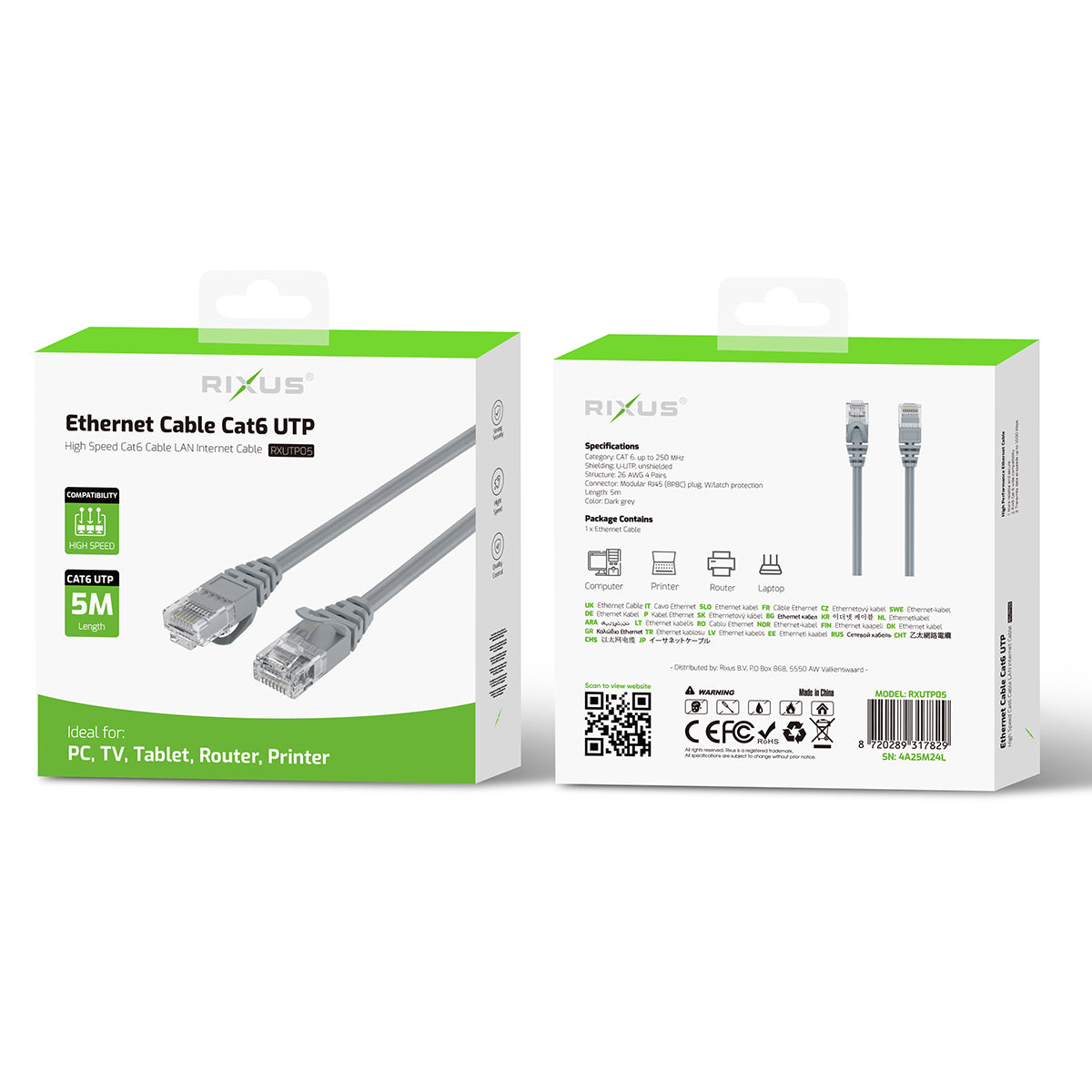 Rixus RXUTP05 Ethernet Kabel Kat. 6 UTP 5m