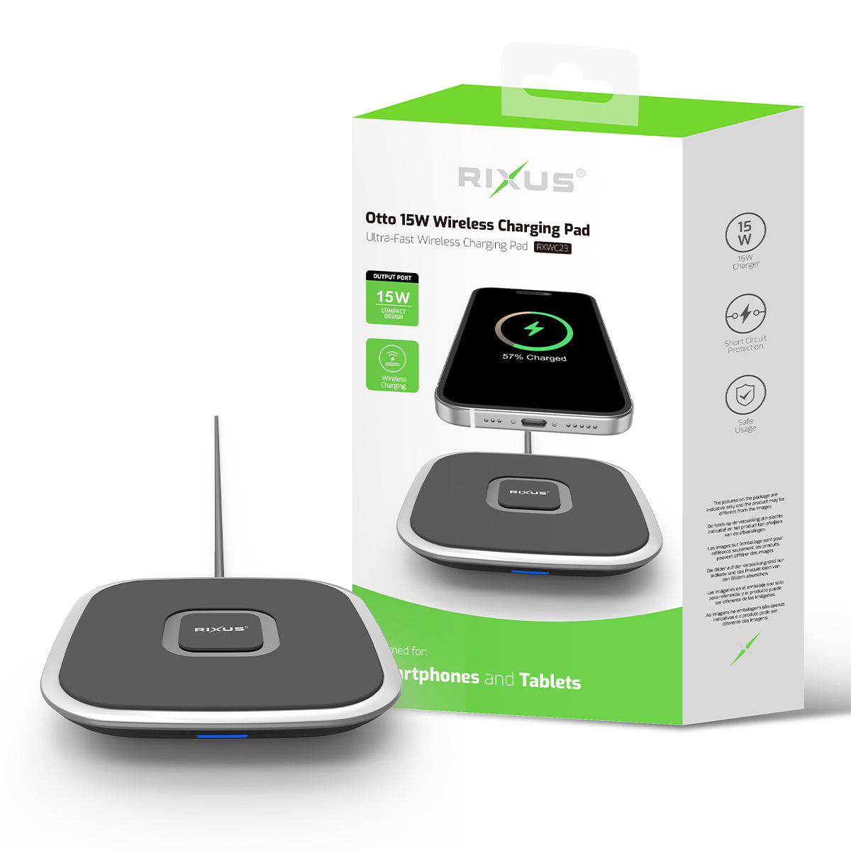 Rixus RXWC23 Otto 15W Wireless Charging Pad Schwarz
