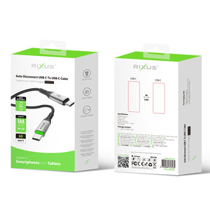 Rixus RXUC22C Auto Disconnect USB-C zu USB-C Kabel Schwarz
