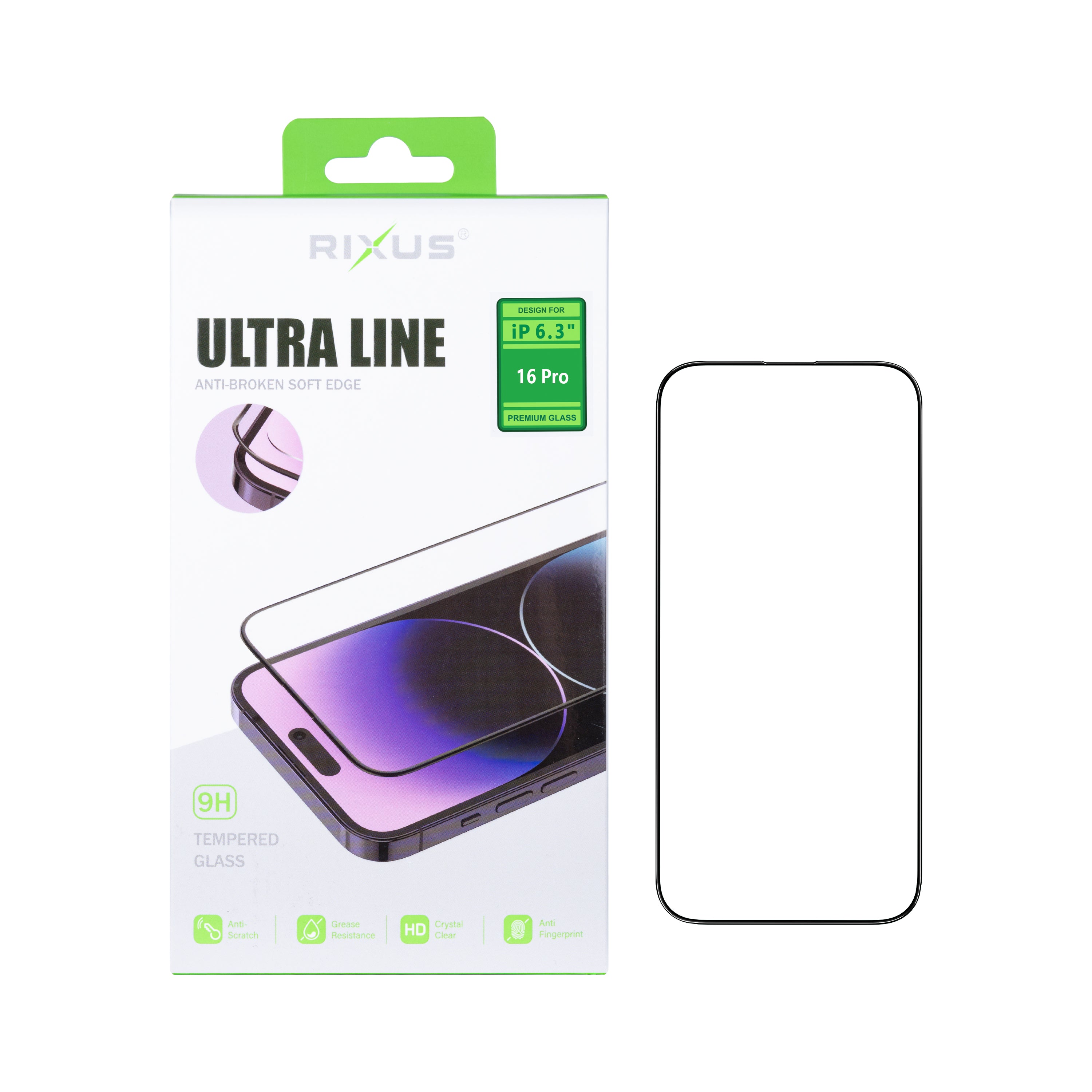 Rixus Clear HD Ultra Line gehärtetes Glas For Apple iPhone 16 Pro