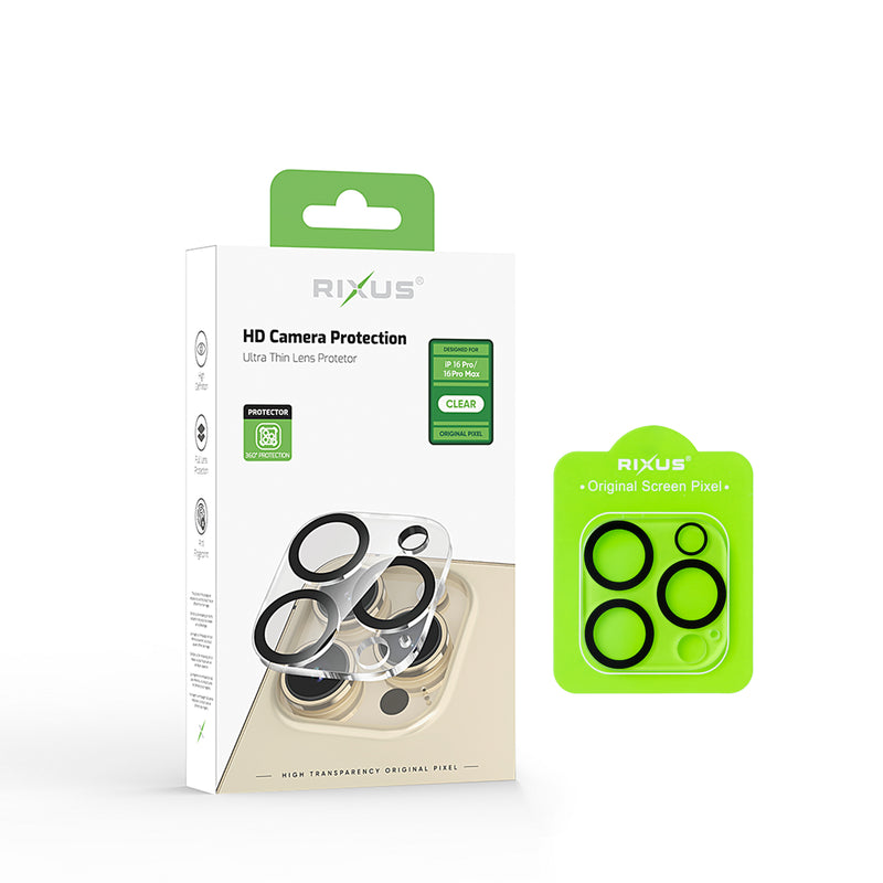 Rixus Clear HD Kamera gehärtetes Glas For Apple iPhone 16 Pro, 16 Pro Max