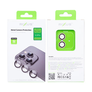 Rixus Metal Shield Kamera gehärtetes Glas For Apple iPhone 16, 16 Plus, 17 Rosa