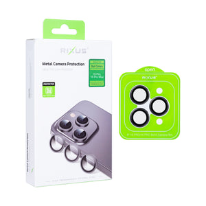Rixus Metal Shield Kamera gehärtetes Glas For Apple iPhone 16 Pro, 16 Pro Max Schwarz Titan