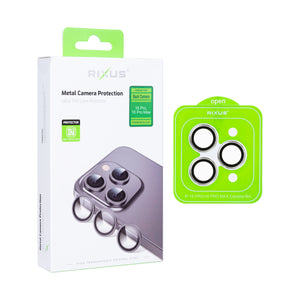 Rixus Metal Shield Kamera gehärtetes Glas For Apple iPhone 16 Pro, 16 Pro Max Weiß Titan