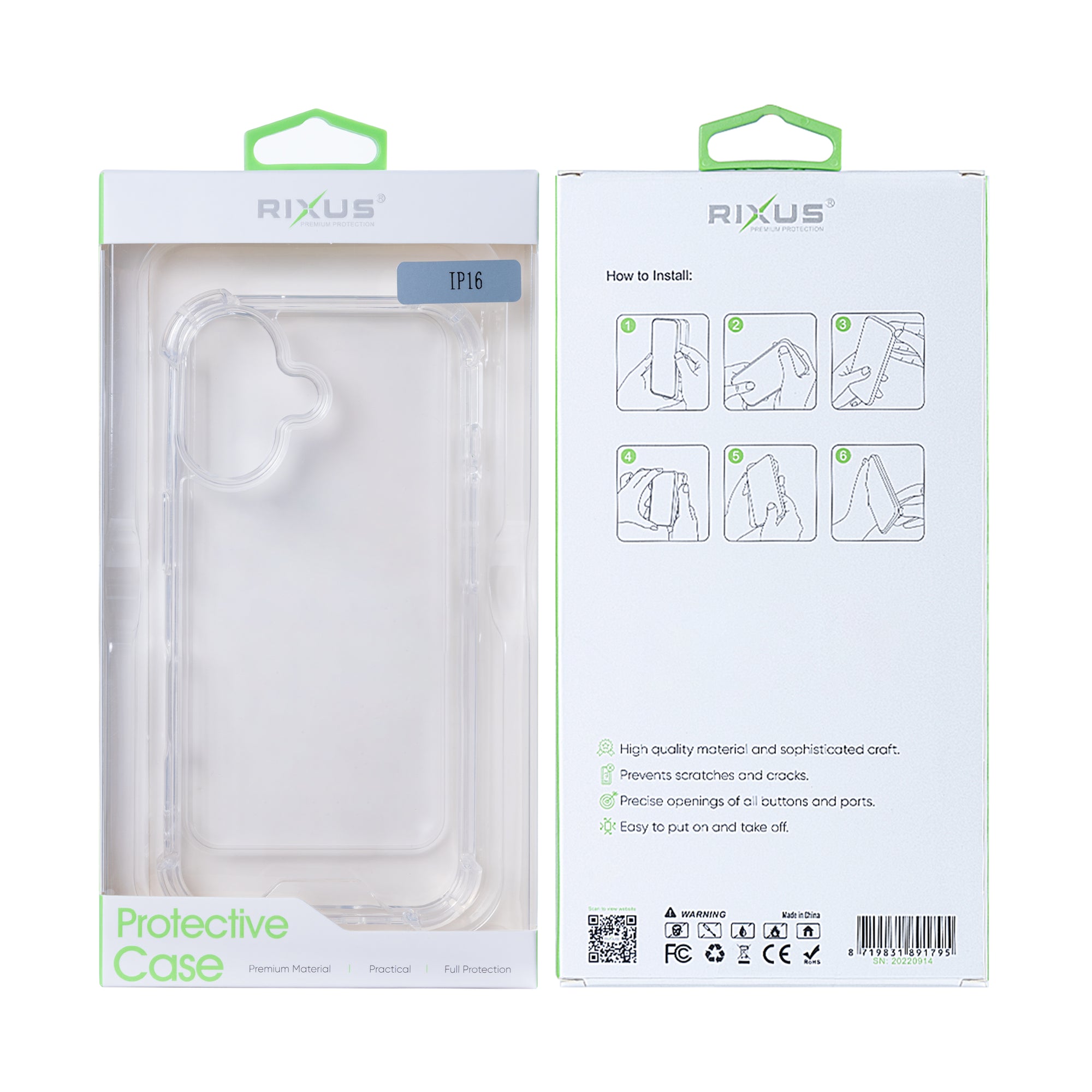 Rixus Anti-Burst Hülle For Apple iPhone 16 Transparent