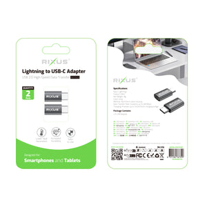 Rixus RXOTG03 USB-C To Lightning Connector OTG Adapter Space Gray (2-Pack)