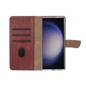 Rixus Bücherregal für Samsung Galaxy S25 Ultra Dunkelrot