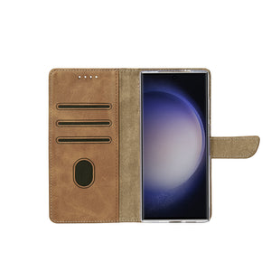 Rixus Bücherregal für Samsung Galaxy S25 Ultra Hellbraun