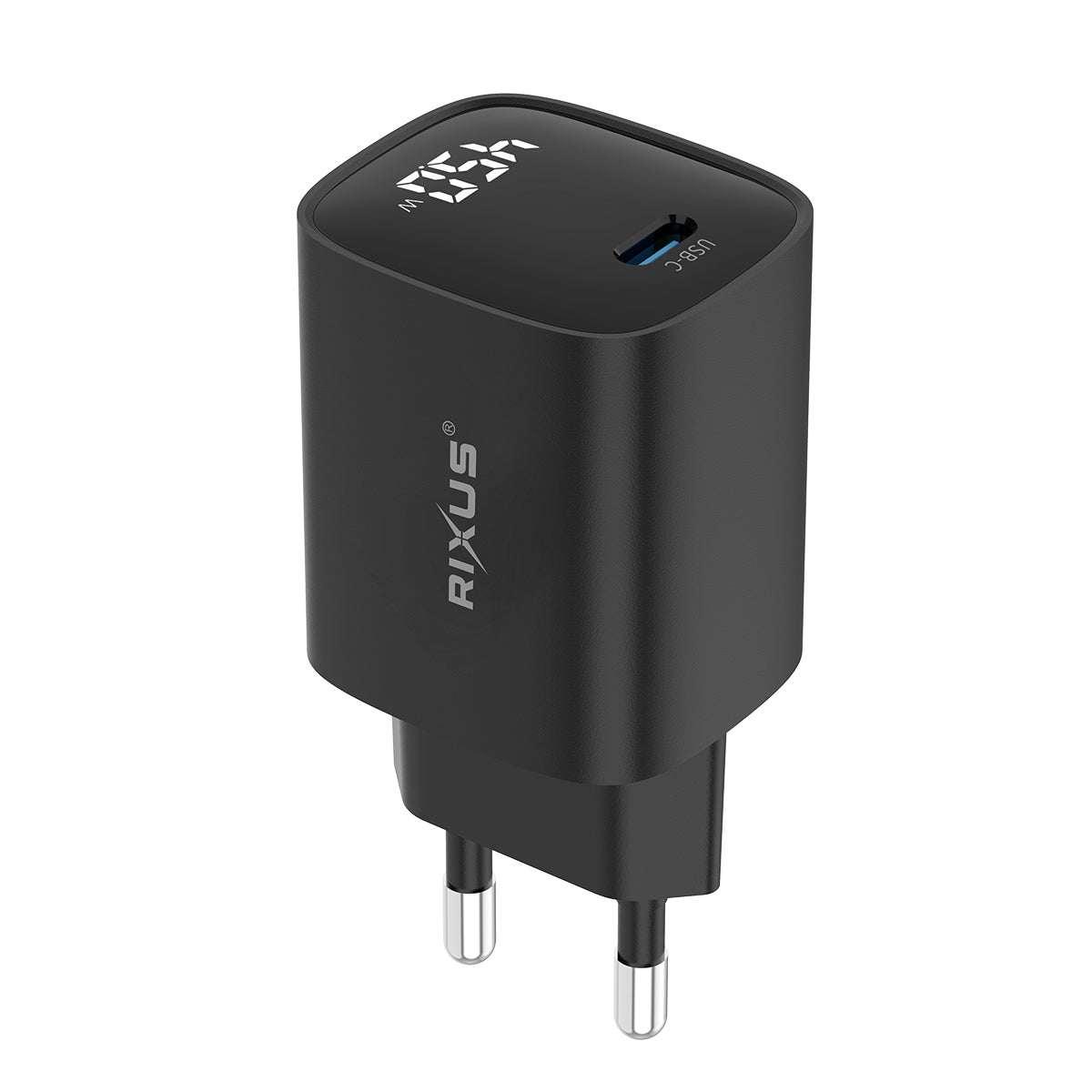 Rixus RXHC13 USB-C Stromadapter mit Digitalanzeige 45W Schwarz