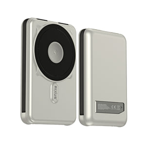 Rixus RXPB76A MagSafe Compatible Powerbank 10000mAh With Built-in Cable Silver
