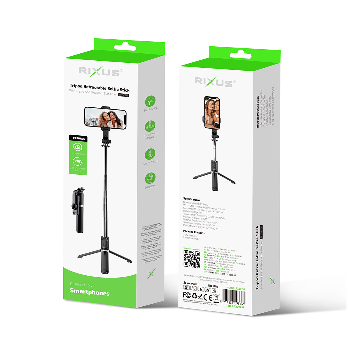 Rixus RXSF06 Bluetooth Selfie Stick Stativ Universal