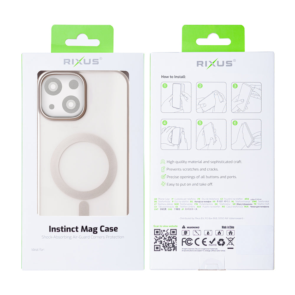 Rixus Instinct Mag Fall For Apple iPhone 15 Titanium Grau