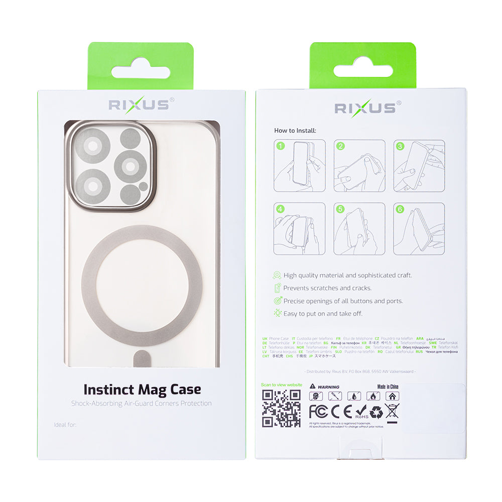 Rixus Instinct Mag Fall For Apple iPhone 15 Pro Max Titanium Grau