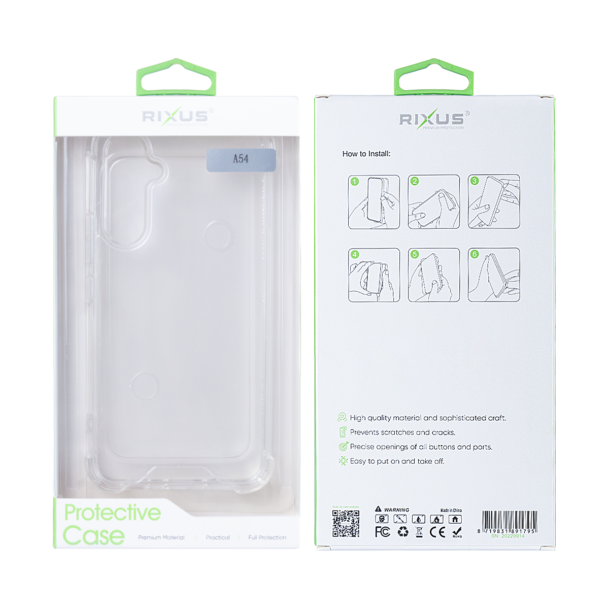 Rixus Anti-Burst Gehäuse für Samsung Galaxy A54 Transparent