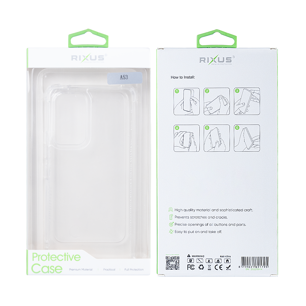 Rixus Anti-Burst Gehäuse für Samsung Galaxy A53 Transparent