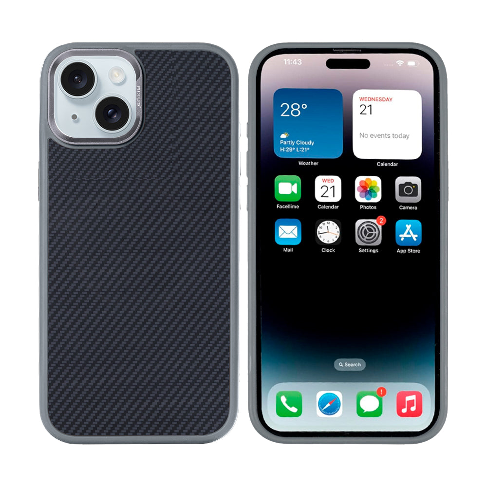 Rixus Mag Carbon mit MagSafe For Apple iPhone 15 Plus Titanium Grau