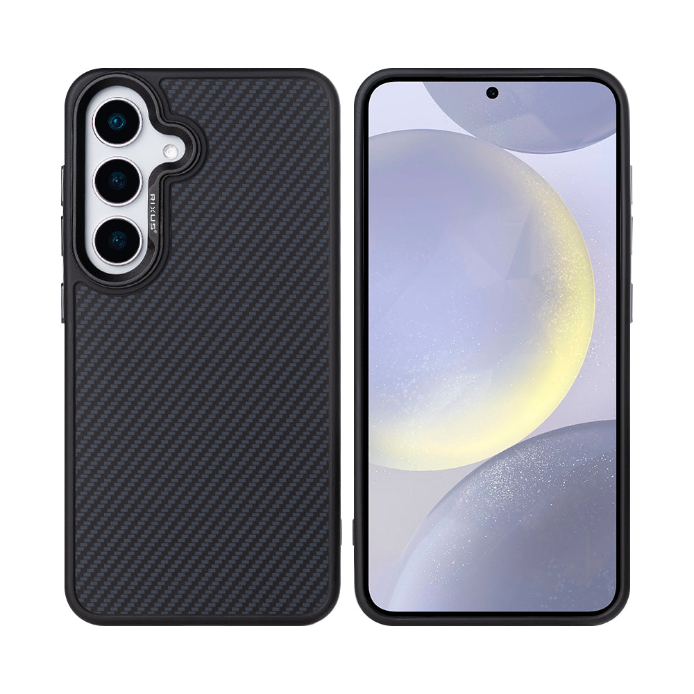 Rixus Mag Carbon mit MagSafe für Samsung Galaxy S25 Titanium Schwarz