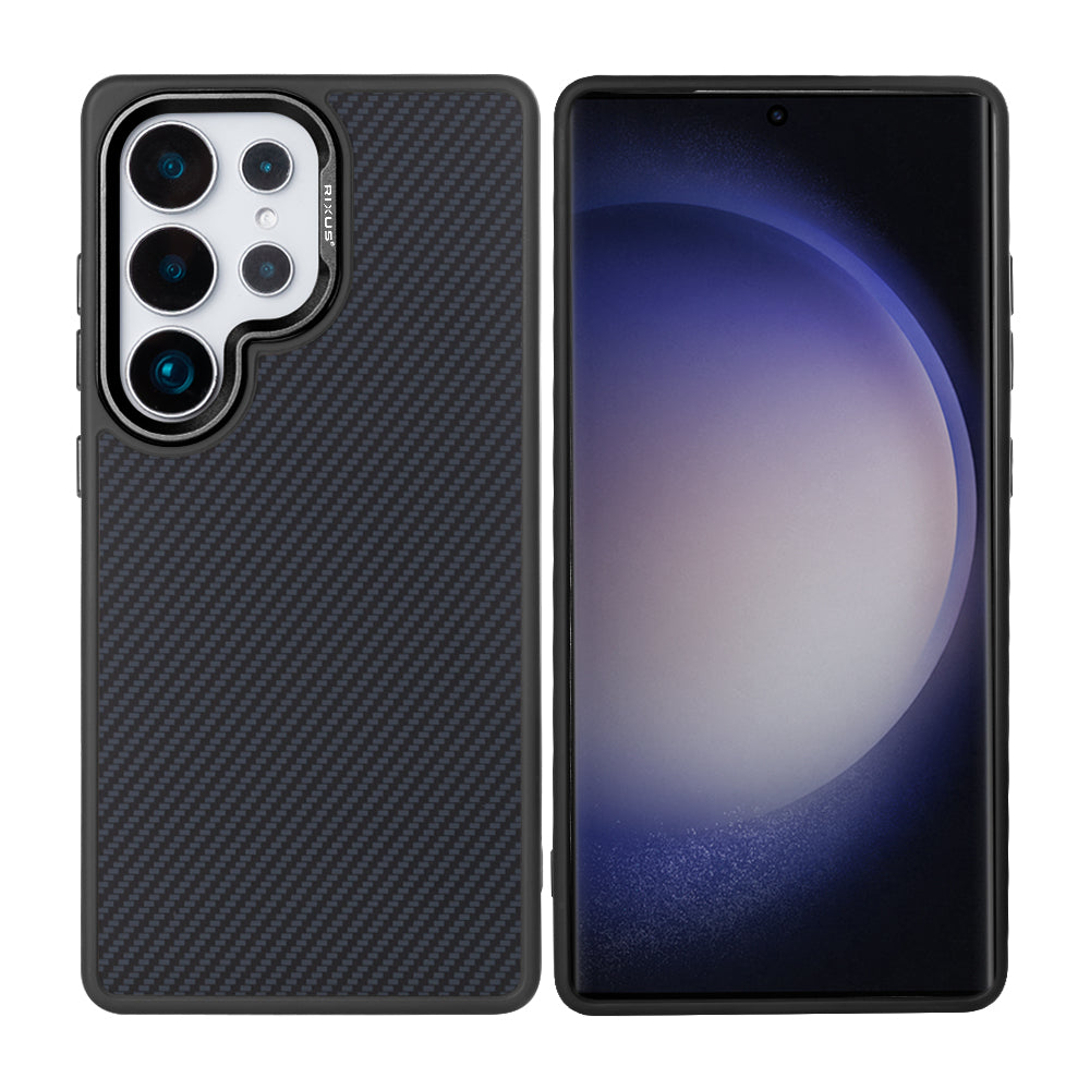 Rixus Mag Carbon mit MagSafe für Samsung Galaxy S25 Ultra Titanium Schwarz