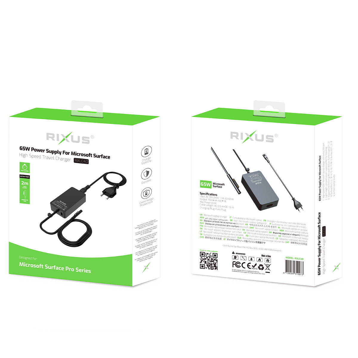 Rixus RXLC40 Microsoft Surface Ladegerät 65W