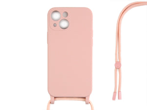 Rixus TPU Necklace Cord Cover For Apple iPhone 14 Rose