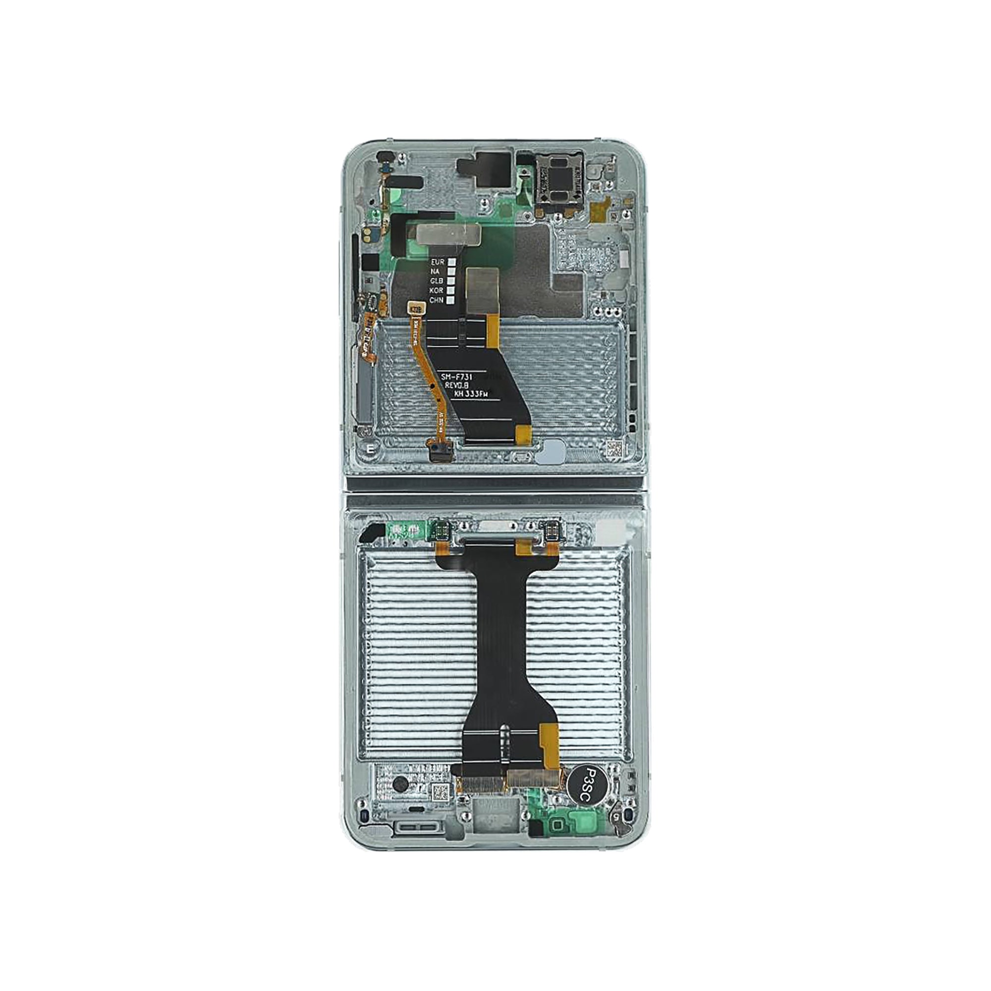 Écran principal et numériseur Samsung Galaxy Z Flip5 F731B avec cadre Mint Service Pack