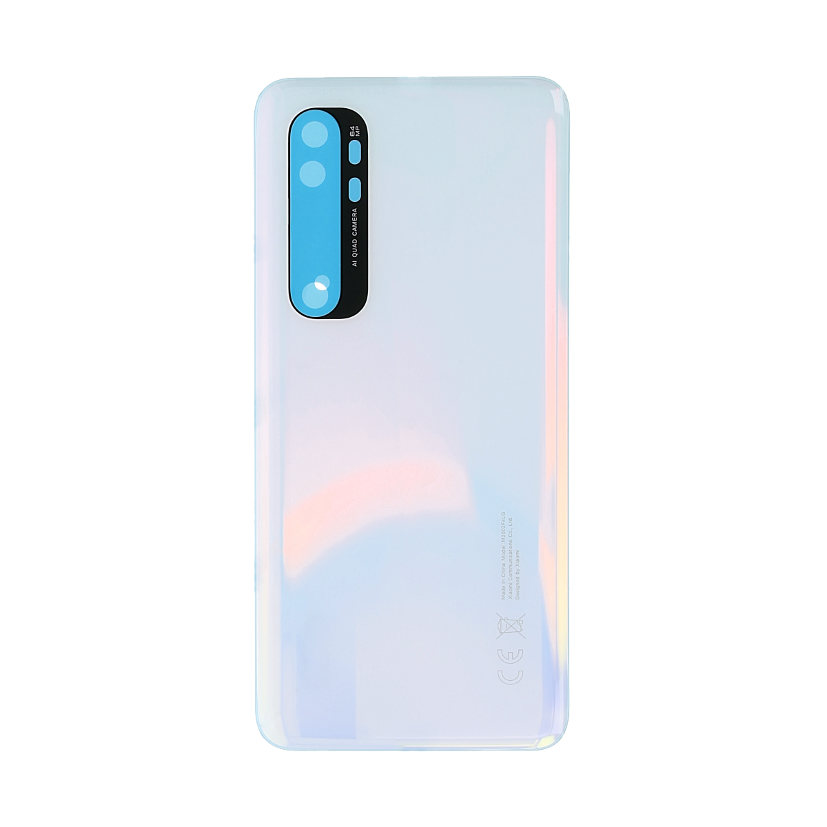 Coque arrière Xiaomi Mi Note 10 Lite avec objectif, blanc glacier, OEM