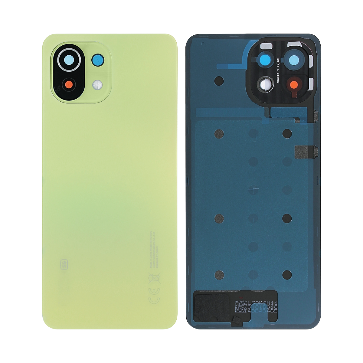 Coque arrière Xiaomi Mi 11 Lite 5G avec objectif jaune citron OEM