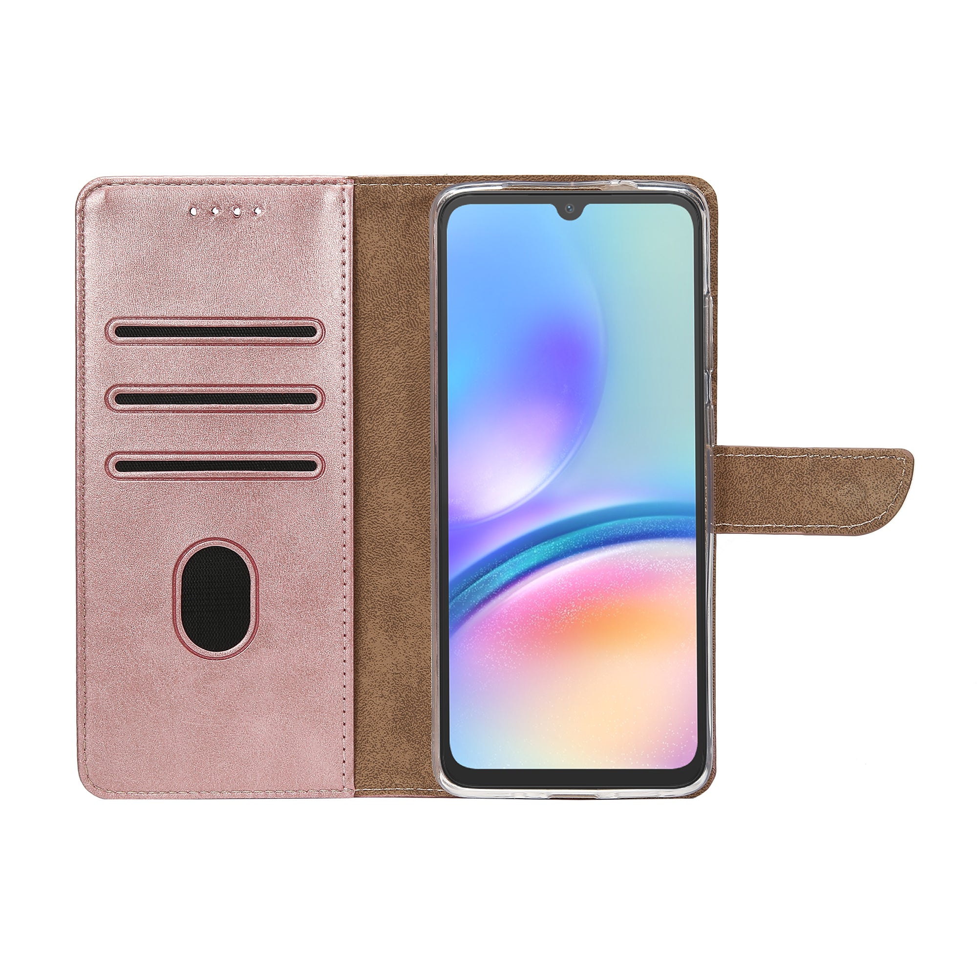 Rixus Bookcase Pour Samsung Galaxy A05s Rose