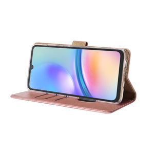Rixus Bookcase Pour Samsung Galaxy A05s Rose