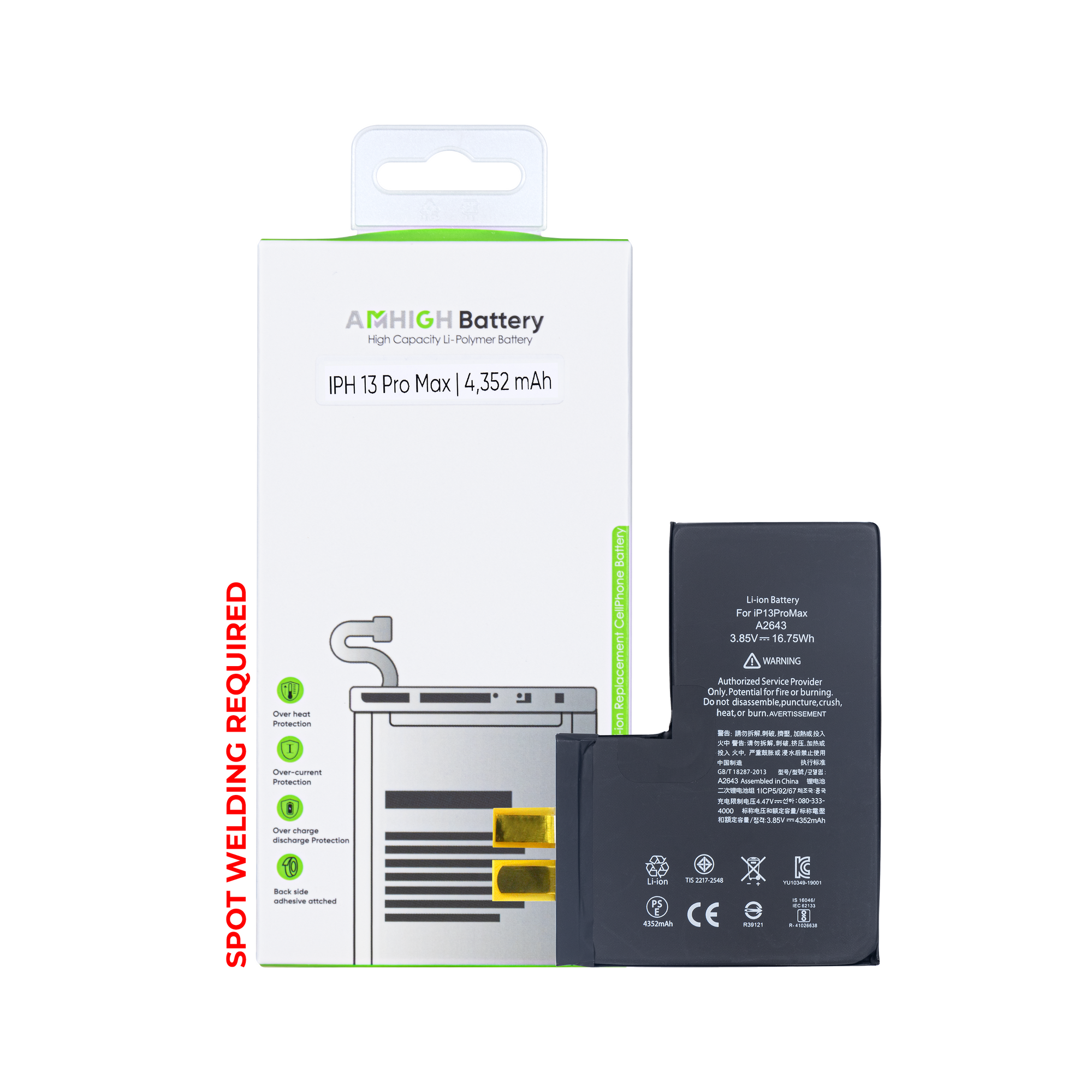 For Apple batterie For Apple 13 Pro Max (soudage par points requis) Sans BMS/IC OEM